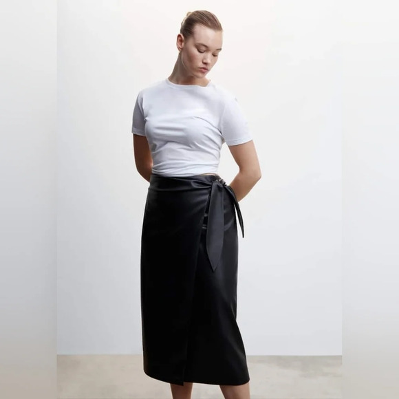 Mango [S] Leather-effect wrap  skirt - Picture 8 of 12